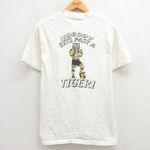 M/古着 半袖 ビンテージ Tシャツ メンズ 90s サッカー タイガー クルーネック 白 ホワイト 23may09 中古