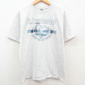 L/古着 半袖 ビンテージ Tシャツ メンズ 00s ヨット Lauderdale クルーネック 薄グレー 霜降り 23may10 中古