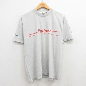 L/古着 半袖 ビンテージ Tシャツ メンズ 90s Fadder 女性 男性 クルーネック 薄グレー 23aug22 中古