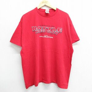 XL/古着 半袖 ビンテージ Tシャツ メンズ 00s BATTLE RED DAY テキサス ハリバートン コカコーラ 大きいサイズ コットン クルーネック