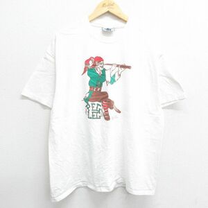 XL/古着 リー Lee 半袖 ビンテージ Tシャツ メンズ 00s ロックポート PEGLEG 海賊 大きいサイズ コットン クルーネック 白 ホワイト 23