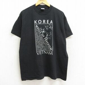 XL/古着 半袖 ビンテージ Tシャツ メンズ 90s ミリタリー コリア ベトナム コットン クルーネック 黒 ブラック 23may15 中古