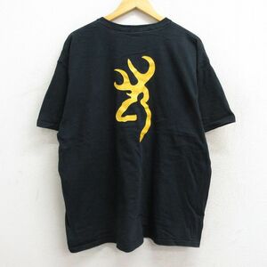 XL/古着 半袖 ビンテージ Tシャツ メンズ 00s ブローニングアームズ 大きいサイズ コットン クルーネック 黒 ブラック 23apr25 中古