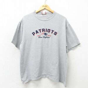 XL/古着 半袖 ビンテージ Tシャツ メンズ 00s NFL ニューイングランドペイトリオッツ 刺繍 大きいサイズ クルーネック グレー 霜降り