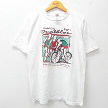 L/古着 半袖 ビンテージ Tシャツ メンズ 00s 自転車 ロードレース クルーネック 白 ホワイト 23may23 中古_画像1