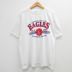 XL/古着 半袖 ビンテージ Tシャツ メンズ 00s リバティ ベネトン イーグルス バスケットボール 大きいサイズ クルーネック 白 ホワイト
