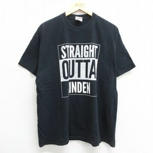 XL/古着 半袖 ビンテージ Tシャツ メンズ 00s LINDEN 大きいサイズ コットン クルーネック 黒 ブラック 23apr28 中古