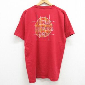 XL/古着 半袖 ビンテージ ロック バンド Tシャツ メンズ 90s ディヴマシューズバンド デイブマシューズバンド クルーネック 赤 レッド