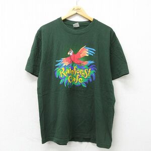 XL/古着 半袖 ビンテージ Tシャツ メンズ 00s 鳥 クルーネック 緑 グリーン 23may24 中古