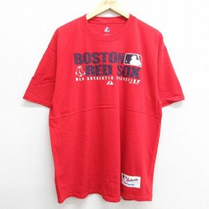 XL/古着 マジェスティック 半袖 ビンテージ Tシャツ メンズ 00s MLB ボストンレッドソックス 大きいサイズ コットン クルーネック 赤