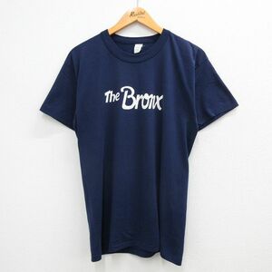 L/古着 半袖 ビンテージ Tシャツ メンズ 90s The Bronx クルーネック 紺 ネイビー 23jun08 中古