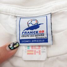 M/古着 アディダス adidas 半袖 ビンテージ Tシャツ メンズ 90s フランス ワールドカップ サッカー コットン クルーネック 白 ホワイト_画像4