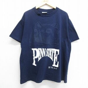 XL/古着 半袖 ビンテージ Tシャツ メンズ 00s ペンシルベニア州立大学 大きいサイズ コットン クルーネック 紺 ネイビー 23jun21 中古