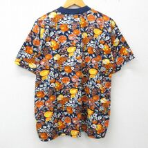 XL/古着 半袖 ビンテージ Tシャツ メンズ 00s パイナップル オレンジ 総柄 クルーネック 紺他 ネイビー spe 23jun24 中古_画像2