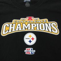 XL/古着 半袖 ビンテージ Tシャツ メンズ 00s NFL ピッツバーグスティーラーズ 大きいサイズ コットン クルーネック ロング丈 黒 ブラ_画像2