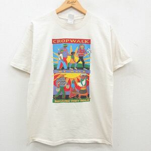 L/古着 半袖 ビンテージ Tシャツ メンズ 00s CROP WALK コットン クルーネック 生成り 23jun23 中古