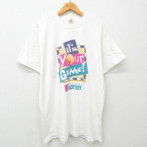 XL/古着 半袖 ビンテージ Tシャツ メンズ 90s ケンタッキー 宝くじ コットン クルーネック 白 ホワイト 23jun27 中古