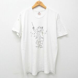 XL/古着 半袖 ビンテージ Tシャツ メンズ 90s 指揮者 オーケストラ コットン クルーネック 白 ホワイト 23jun27 中古