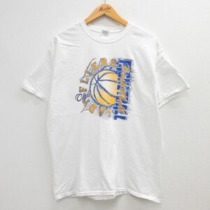 L/古着 半袖 ビンテージ Tシャツ メンズ 00s バスケットボール コットン クルーネック 白 ホワイト 23jun16 中古