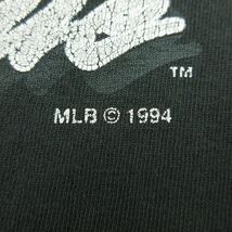 XL/古着 半袖 ビンテージ Tシャツ メンズ 90s MLB シカゴホワイトソックス ボロ 大きいサイズ ロング丈 コットン クルーネック 黒 ブラ_画像3