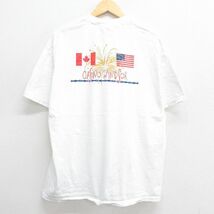 XL/古着 半袖 ビンテージ Tシャツ メンズ 00s カジノ 花火 国旗 コットン クルーネック 白 ホワイト 23jul28 中古_画像1