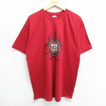 XL/古着 半袖 ビンテージ Tシャツ メンズ 00s ROCK KIDL FM 大きいサイズ コットン クルーネック 赤 レッド 23jul04 中古_画像1