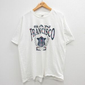 XL/古着 ヘインズ 半袖 ビンテージ Tシャツ メンズ 00s サンフランシスコ ゴールデンゲートブリッジ 大きいサイズ コットン クルーネッ