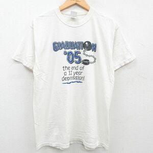 L/古着 半袖 ビンテージ Tシャツ メンズ 00s GRADUATION コットン クルーネック 白 ホワイト 23aug02 中古