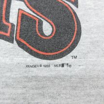 L/古着 半袖 ビンテージ Tシャツ メンズ 80s MLB サンフランシスコジャイアンツ クルーネック 薄グレー 霜降り メジャーリーグ ベース_画像3