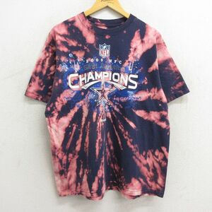 XL/古着 リーボック 半袖 ビンテージ Tシャツ メンズ 00s NFL ダラスカウボーイズ コットン クルーネック 紺他 ネイビー ブリーチ加工