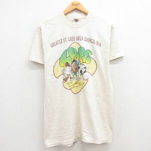 M/古着 半袖 ビンテージ Tシャツ メンズ 90s Sports 野球 フットボール サッカー コットン クルーネック 生成り 23jul14 中古