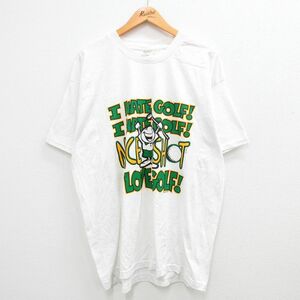 XL/古着 半袖 ビンテージ Tシャツ メンズ 90s ゴルフ クルーネック 白 ホワイト 23aug04 中古