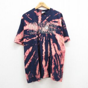 XL/古着 半袖 ビンテージ Tシャツ メンズ 90s ライコミング カレッジ 大きいサイズ コットン クルーネック 紺 ネイビー ブリーチ加工 2