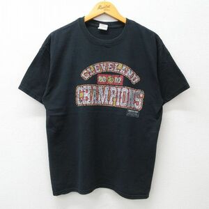 L/古着 半袖 ビンテージ Tシャツ メンズ 00s クリーブランド バスケットボール コットン クルーネック 黒 ブラック 23jul17 中古