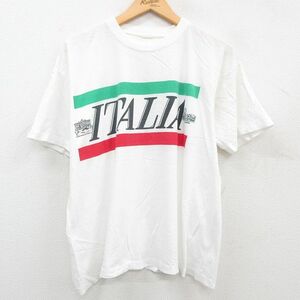 L/古着 半袖 ビンテージ Tシャツ メンズ 80s イタリア コロッセオ クルーネック 白 ホワイト 23jul14 中古