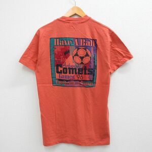 M/古着 ヘインズ 半袖 ビンテージ Tシャツ メンズ 90s サッカー Comets コットン クルーネック オレンジ系 23jul01 中古