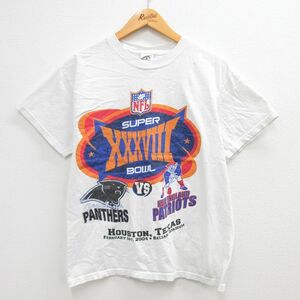 M/古着 半袖 ビンテージ Tシャツ メンズ 00s NFL ニューイングランドペイトリオッツ カロライナパンサーズ コットン クルーネック 白