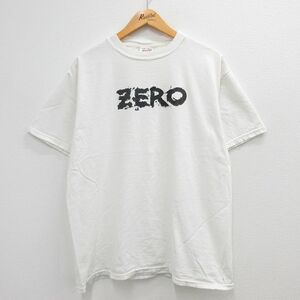 XL/古着 半袖 ビンテージ Tシャツ メンズ 90s ZERO コットン クルーネック 白 ホワイト 23jun16 中古