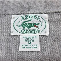 L/古着 ラコステ LACOSTE IZOD 長袖 ブランド ニット カーディガン メンズ 90s ワンポイントロゴ アクリル Vネック グレー 23sep21 中_画像4