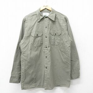 XL/古着 Sager 長袖 ワーク シャツ メンズ 70s コットン 緑系 グリーン 23sep26 中古 トップス