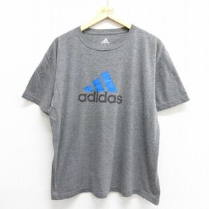 XL/古着 アディダス adidas 半袖 ブランド Tシャツ メンズ ビッグロゴ クルーネック グレー 23may09 中古