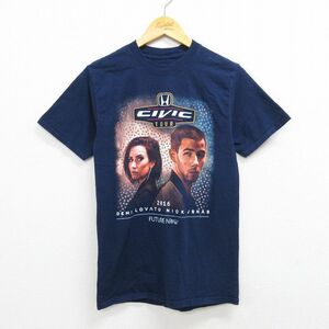 S/古着 ヘインズ 半袖 Tシャツ メンズ ホンダ シビック ニックジョナス コットン クルーネック 紺 ネイビー 22jun07 中古