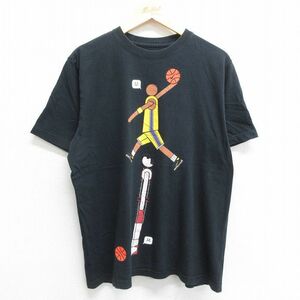 XL/古着 ナイキ NIKE 半袖 ブランド Tシャツ メンズ ワンポイントロゴ バスケットボール クルーネック 黒 ブラック 23aug26 中古