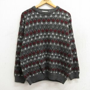 XL/古着 長袖 セーター メンズ 90s クルーネック 濃グレー他 23oct17 中古 ニット トップス