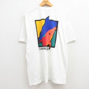 XL/古着 半袖 ビンテージ Tシャツ メンズ 00s イルカ クルーネック 白 ホワイト 23aug19 中古