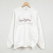 XL/古着 フルーツオブザルーム 長袖 スウェット メンズ 90s クエイル 刺繍 大きいサイズ クルーネック 白 ホワイト 23dec14 中古 スエ_画像1