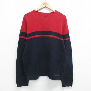 L/古着 アバクロンビー 長袖 セーター メンズ 90s ツートンカラー クルーネック 赤他 レッド 23dec23 中古 ニット トップス