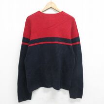 L/古着 アバクロンビー 長袖 セーター メンズ 90s ツートンカラー クルーネック 赤他 レッド 23dec23 中古 ニット トップス_画像2