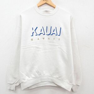 XL/古着 ジャージーズ 長袖 スウェット メンズ 90s カウアイ ハワイ 刺繍 クルーネック 白 ホワイト 23sep09 中古 スエット トレーナー