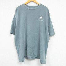 XL/古着 半袖 Tシャツ メンズ 犬 海賊 大きいサイズ コットン クルーネック 薄緑 グリーン 23apr05 中古_画像2